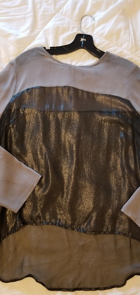 OBEY Sheer grey and shimmery top - Picture 2 of 2